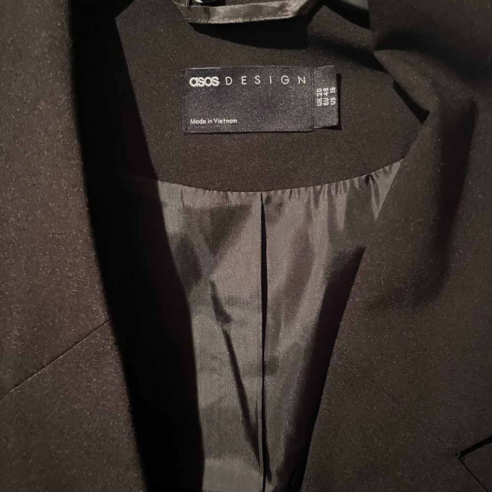 Black Oversized Blazer with Notched Lapels - Picture 7 of 7